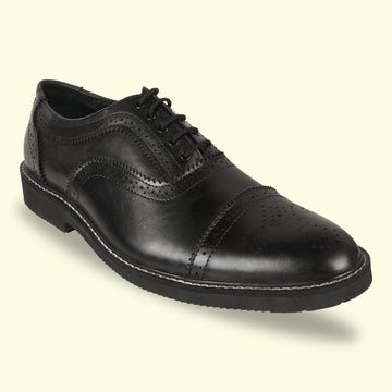 Trudge Full Black Leather Shoe - 4040
